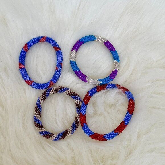 HAND CRAFTED in Nepal Beaded Bracelets (set of 4) #155 - Picture 3 of 4